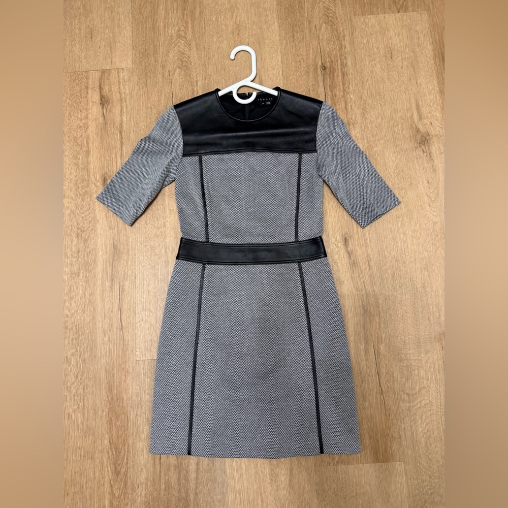 Theory Black and Gray Long Sleeve Dress